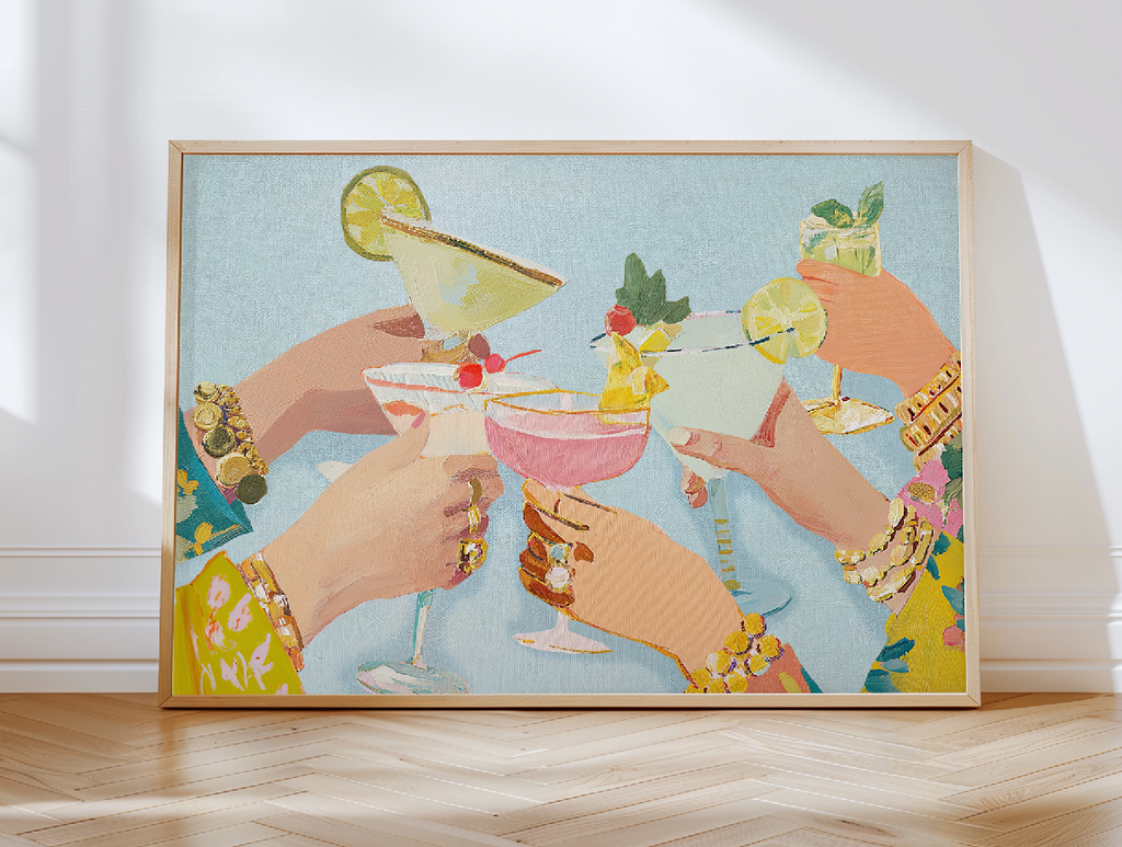 Stylish Cocktail Bar Print: Preppy Girls Night Out Martini  Artwork for Home Decor  Version 2