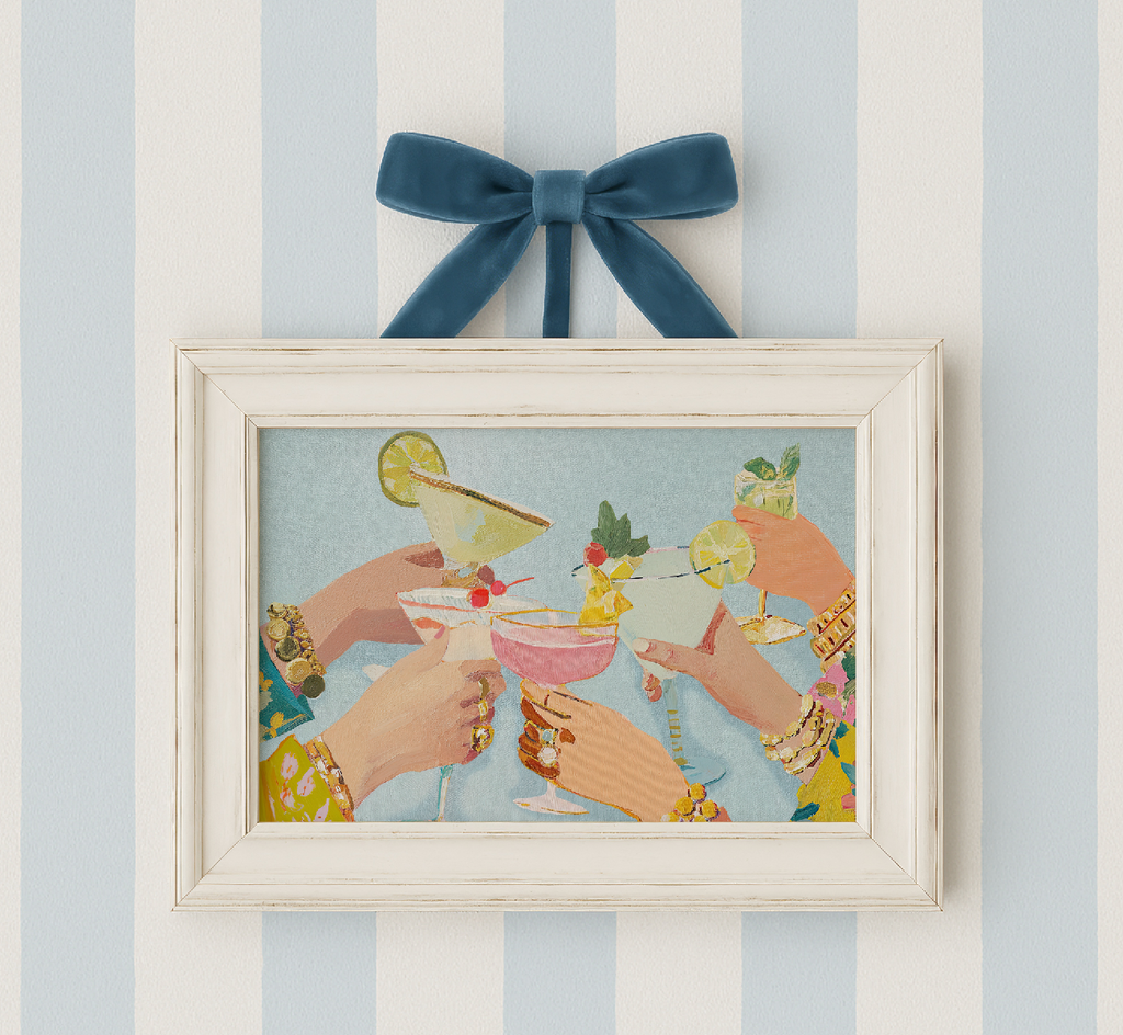 Stylish Cocktail Bar Print: Preppy Girls Night Out Martini  Artwork for Home Decor  Version 2