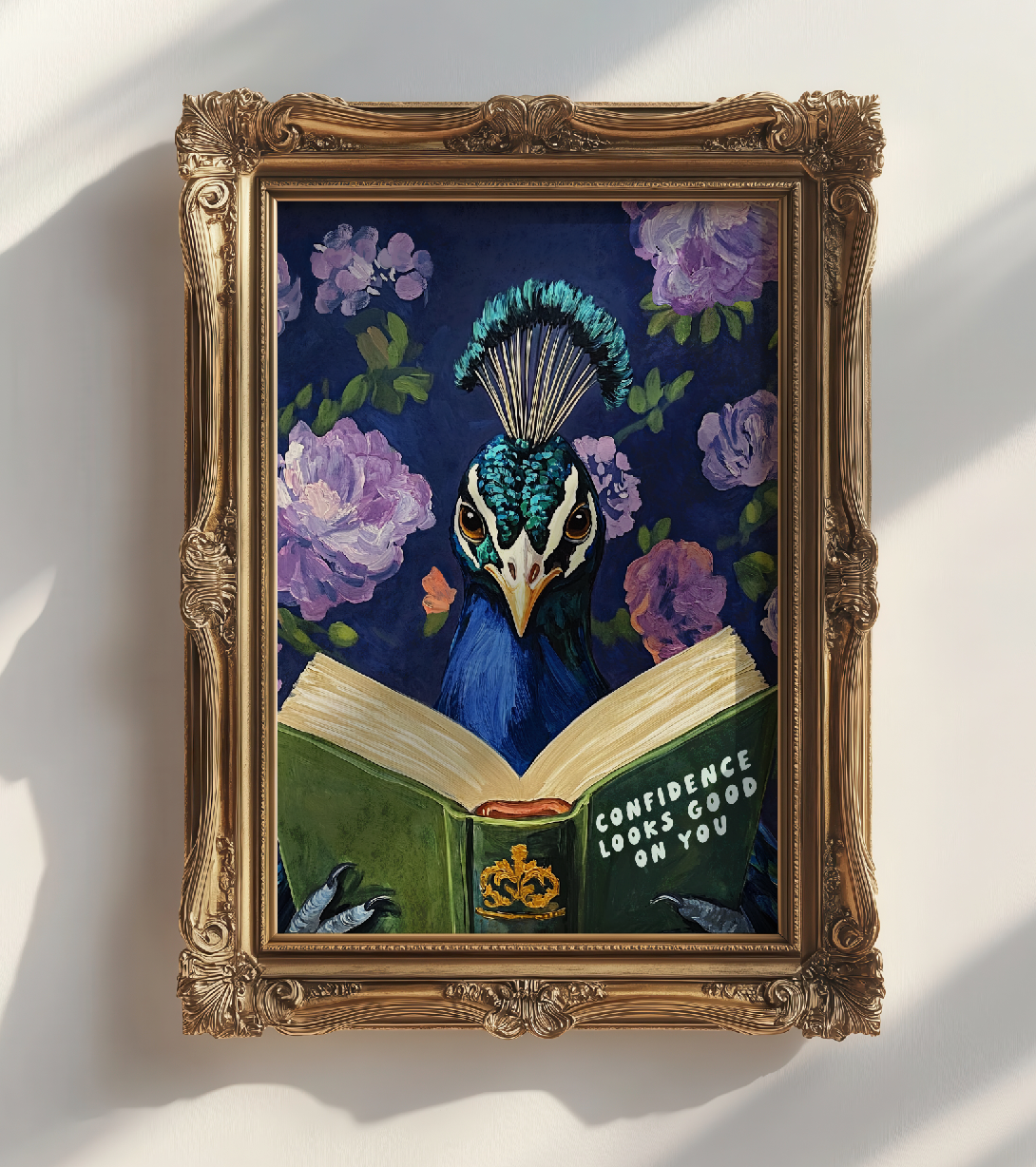 Whimsical Peacock Reading Motivational Quote - Funny Animal Art Print for Book Lovers