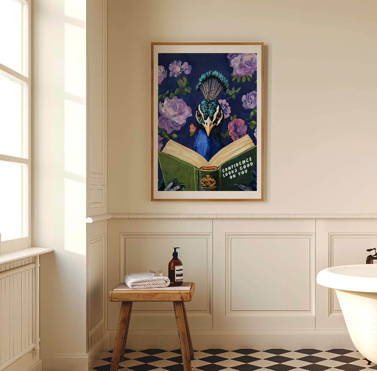 Whimsical Peacock Reading Motivational Quote - Funny Animal Art Print for Book Lovers