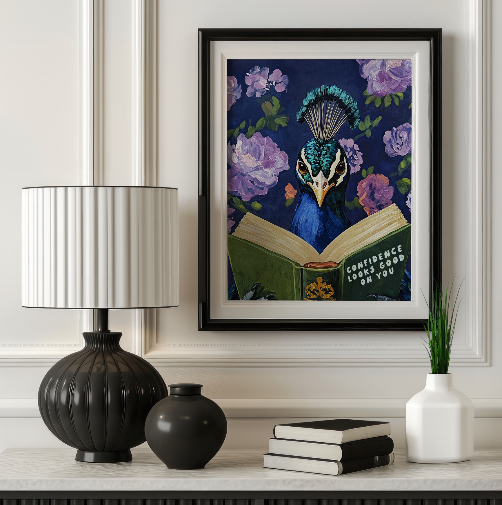 Whimsical Peacock Reading Motivational Quote - Funny Animal Art Print for Book Lovers