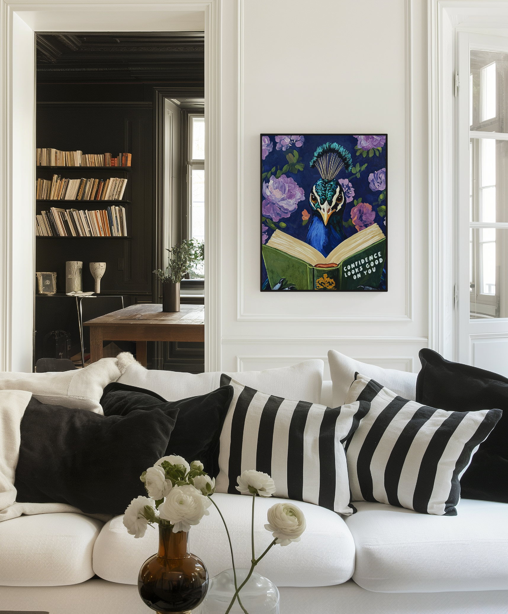 Whimsical Peacock Reading Motivational Quote - Funny Animal Art Print for Book Lovers