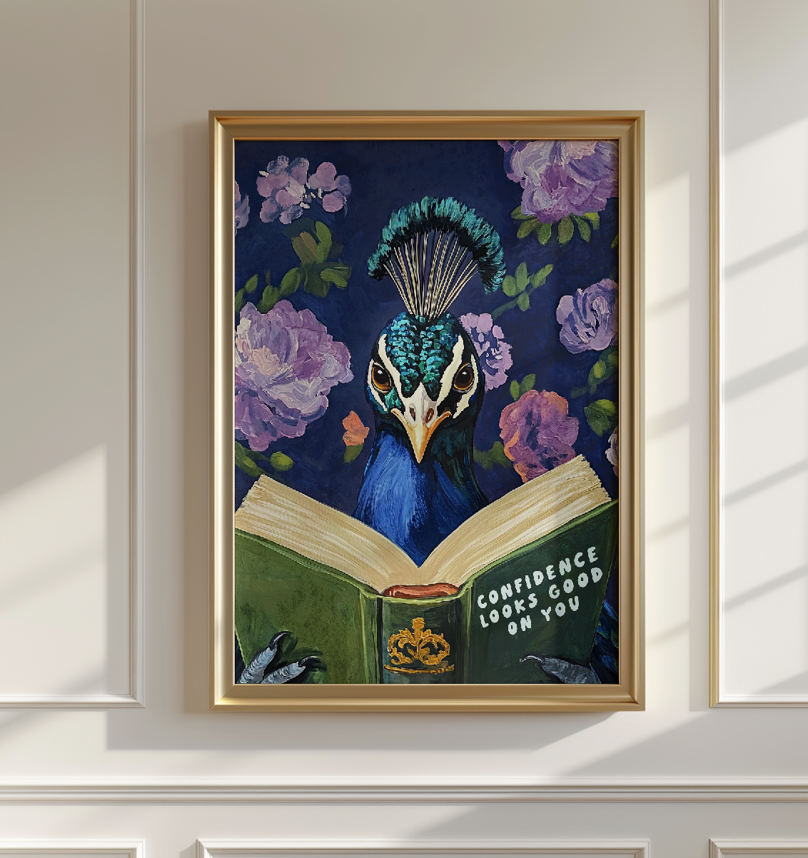 Whimsical Peacock Reading Motivational Quote - Funny Animal Art Print for Book Lovers