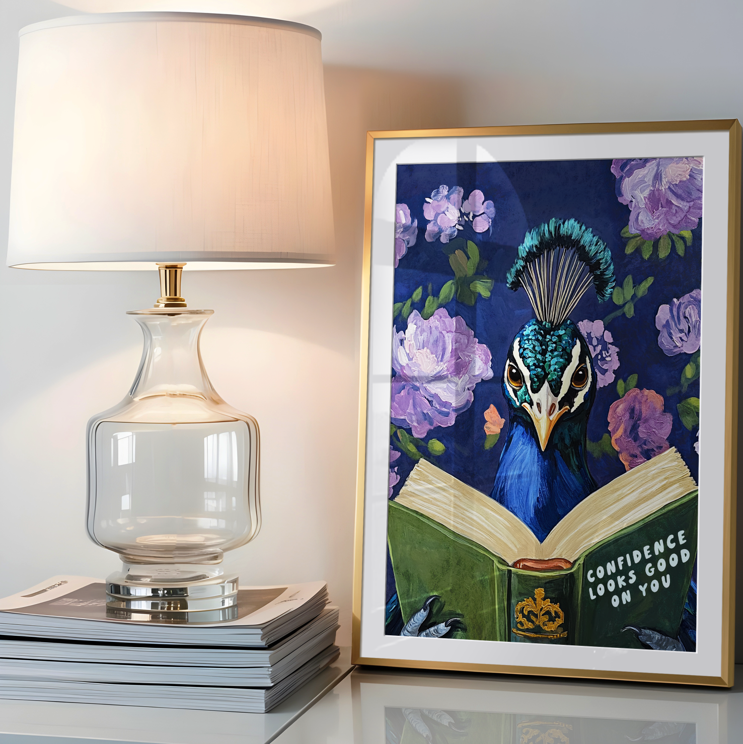 Whimsical Peacock Reading Motivational Quote - Funny Animal Art Print for Book Lovers