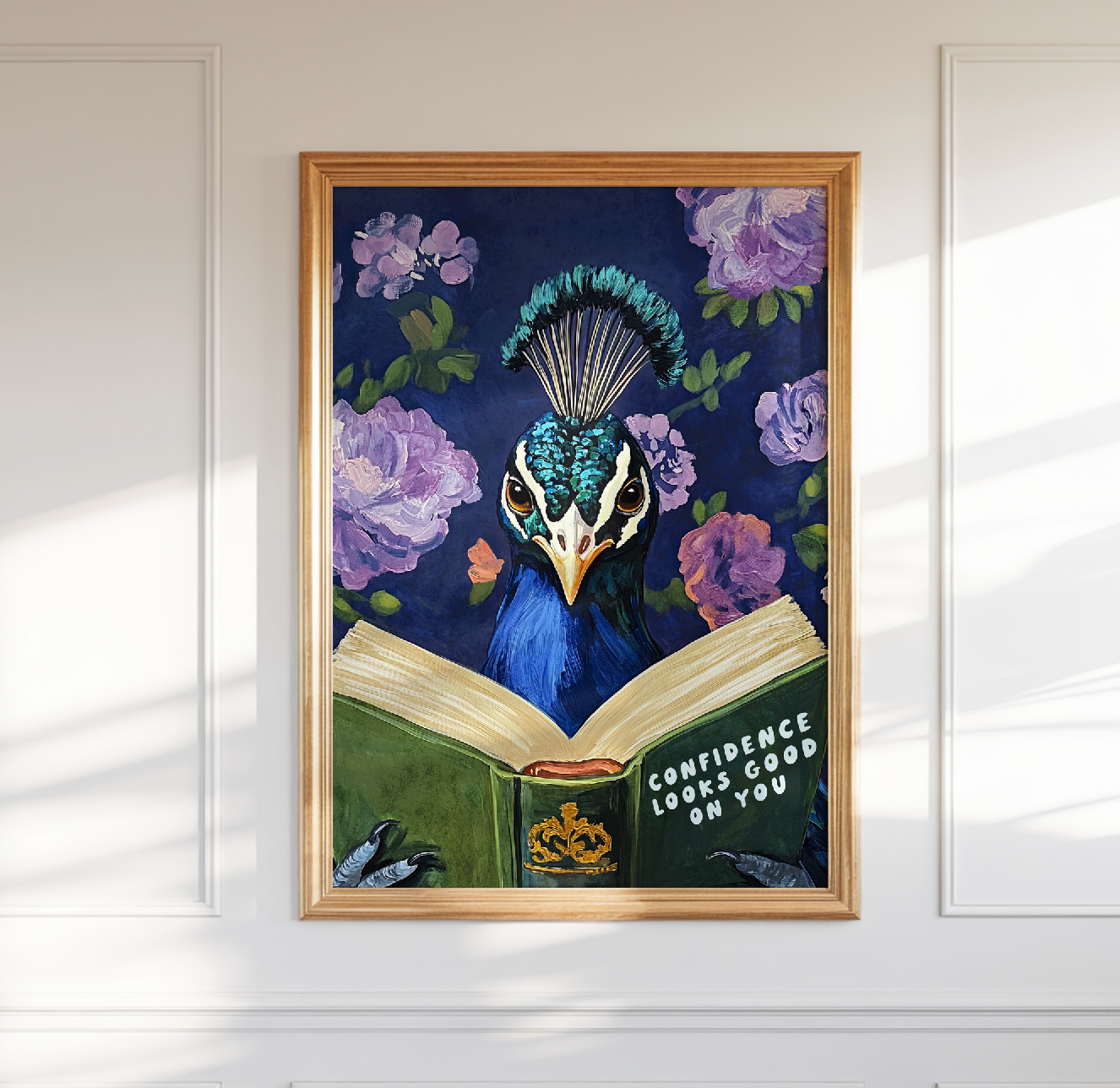 Whimsical Peacock Reading Motivational Quote - Funny Animal Art Print for Book Lovers