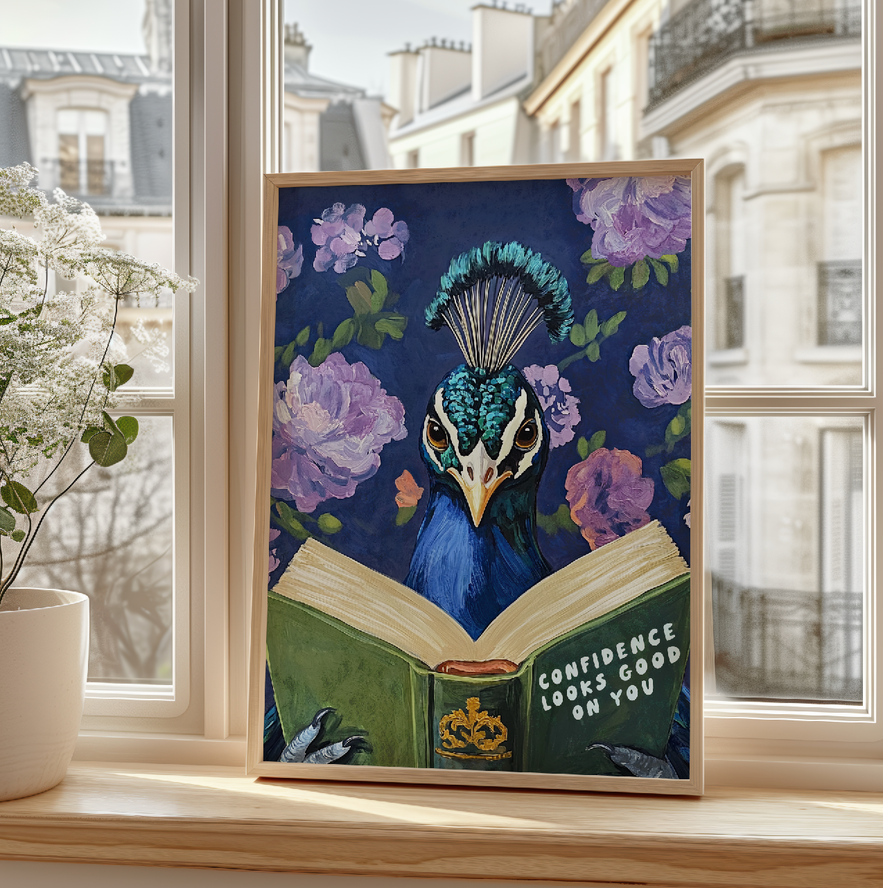 Whimsical Peacock Reading Motivational Quote - Funny Animal Art Print for Book Lovers