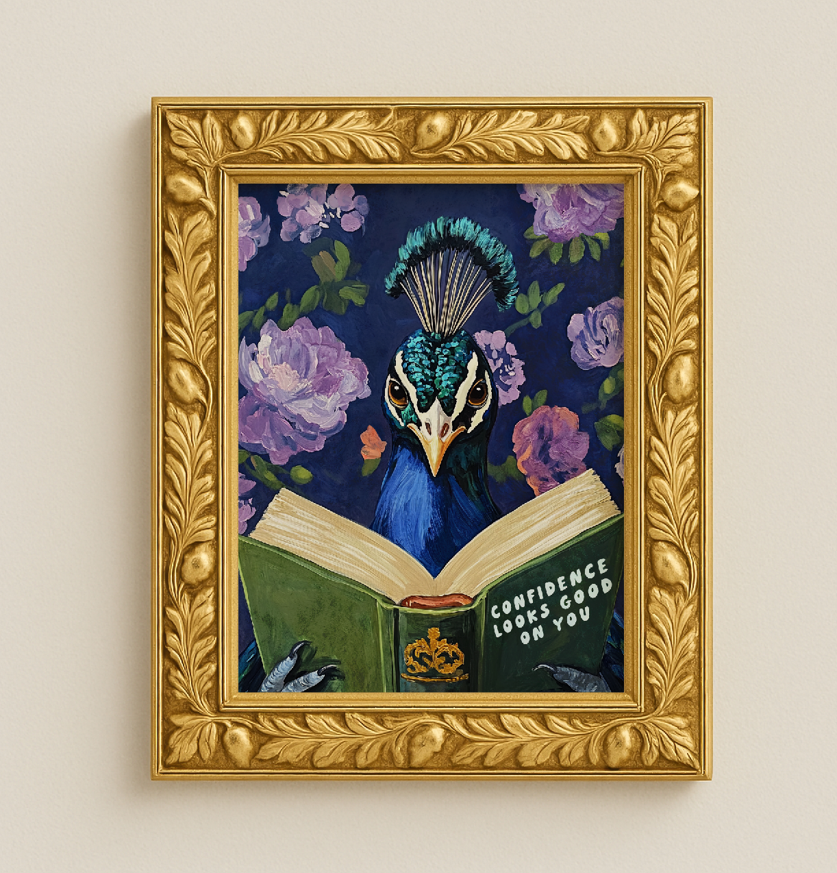 Whimsical Peacock Reading Motivational Quote - Funny Animal Art Print for Book Lovers