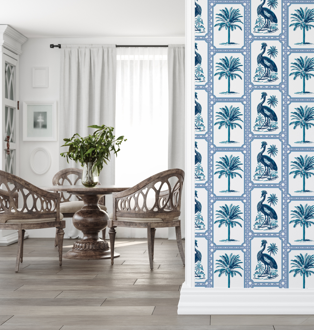 Tropical Oasis Grandmillennial Botanical Wallpaper