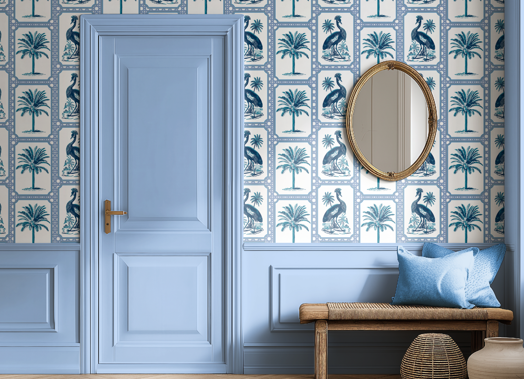 Tropical Oasis Grandmillennial Botanical Wallpaper