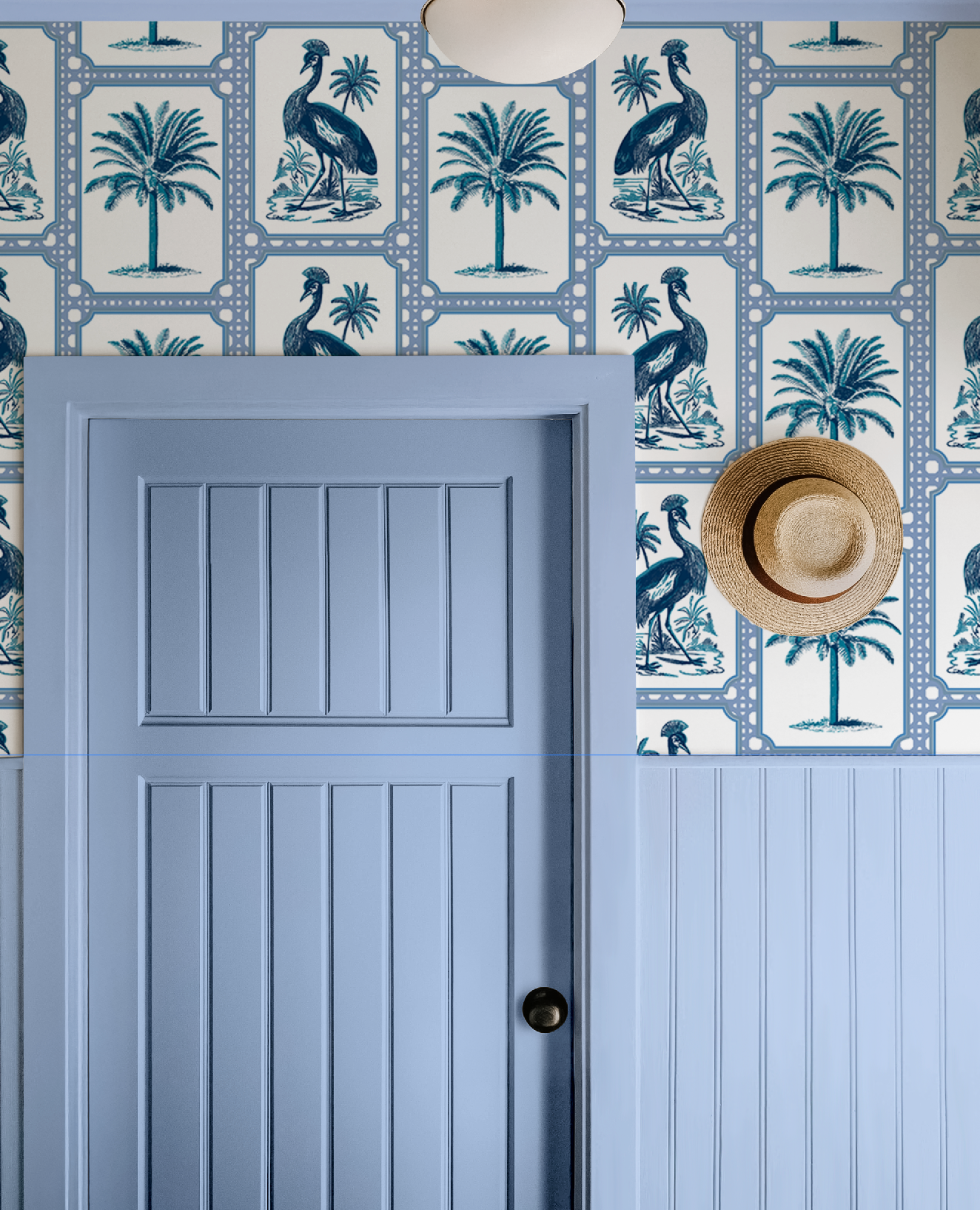 Tropical Oasis Grandmillennial Botanical Wallpaper