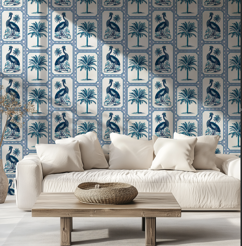 Tropical Oasis Grandmillennial Botanical Wallpaper