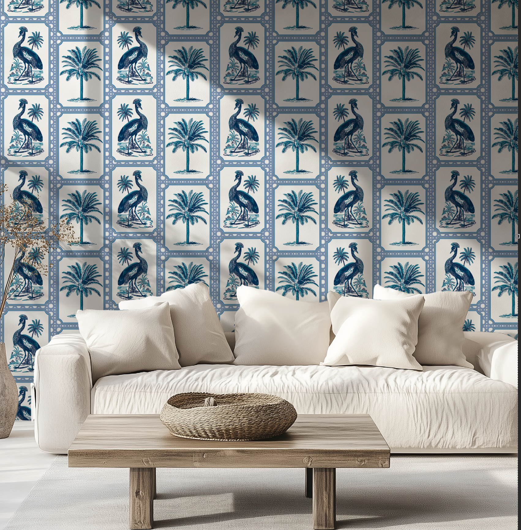Tropical Oasis Grandmillennial Botanical Wallpaper