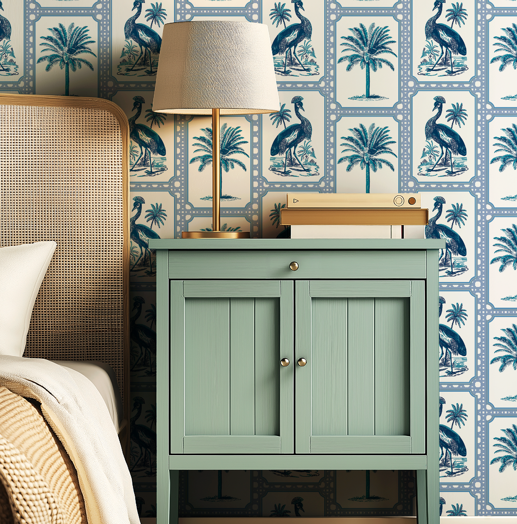 Tropical Oasis Grandmillennial Botanical Wallpaper