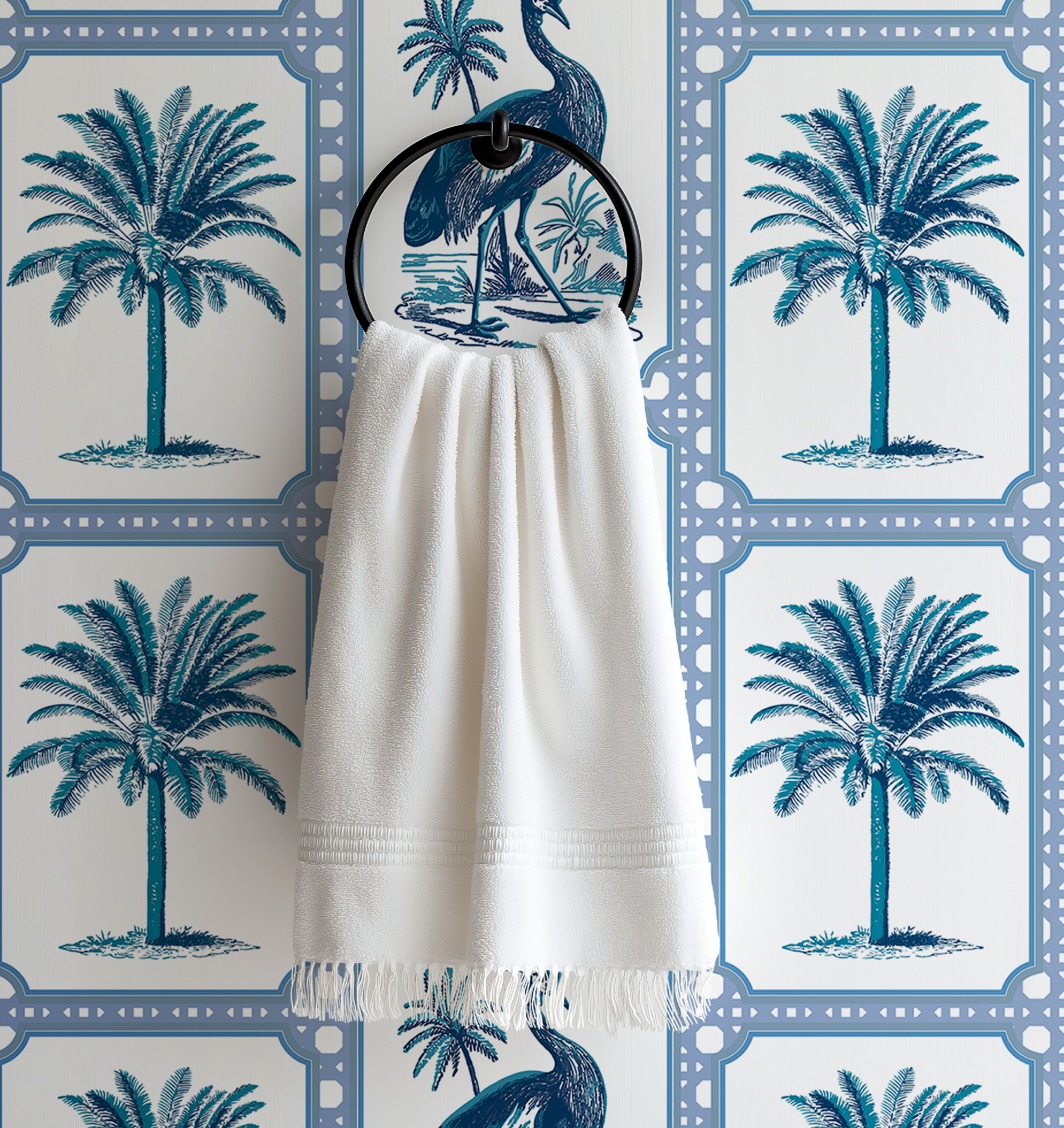 Tropical Oasis Grandmillennial Botanical Wallpaper