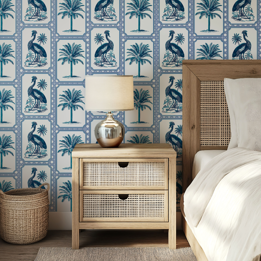 Tropical Oasis Grandmillennial Botanical Wallpaper