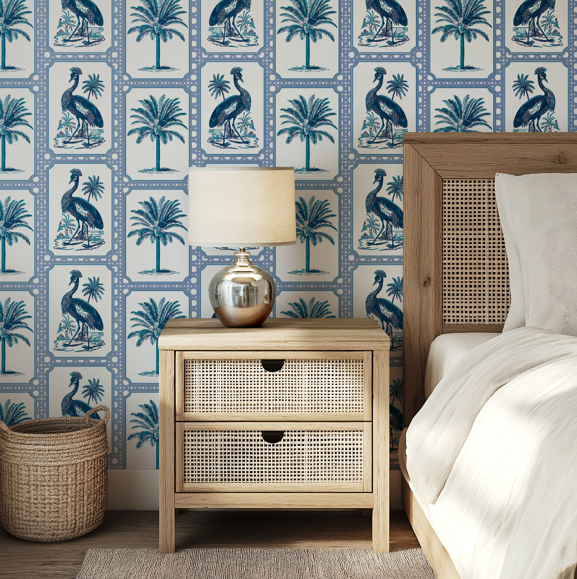 Tropical Oasis Grandmillennial Botanical Wallpaper