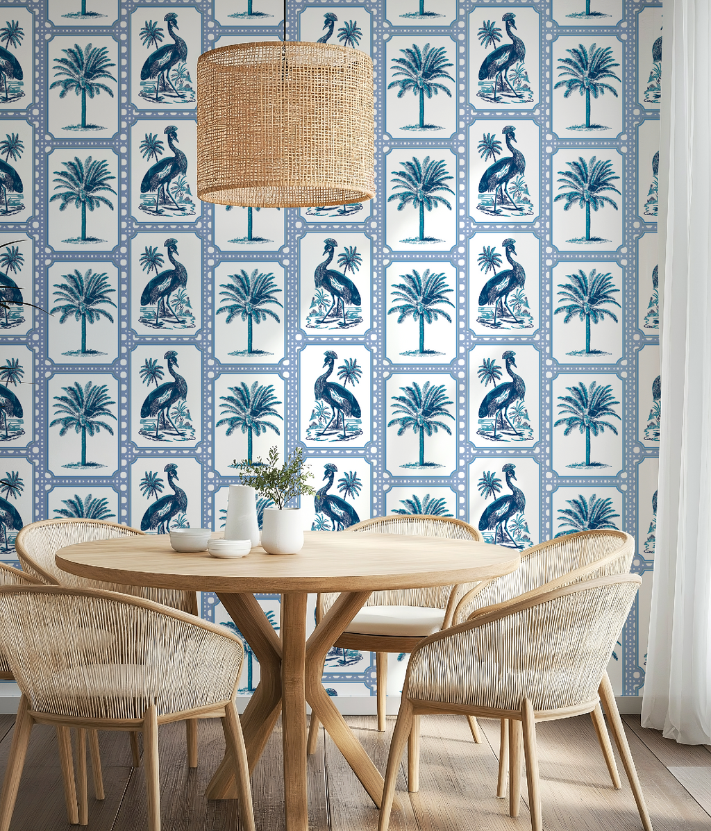 Tropical Oasis Grandmillennial Botanical Wallpaper