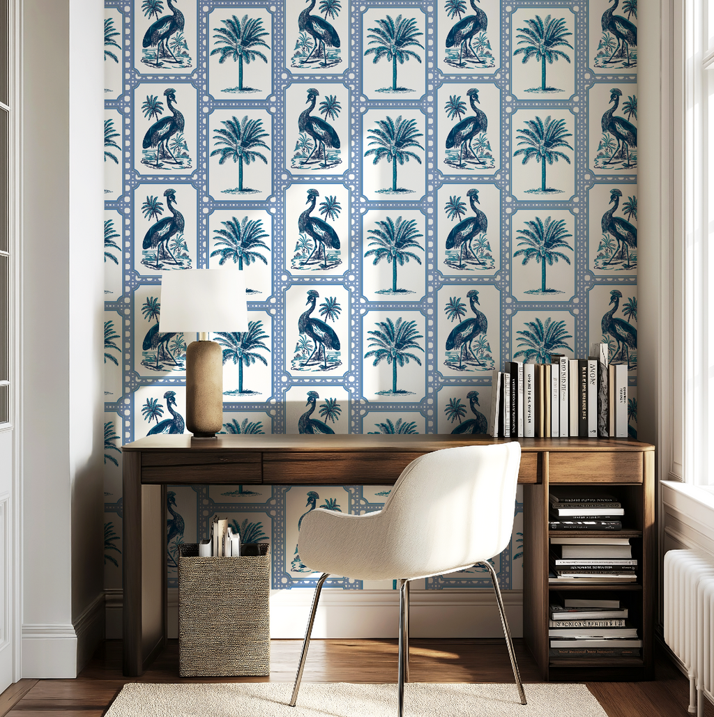 Tropical Oasis Grandmillennial Botanical Wallpaper