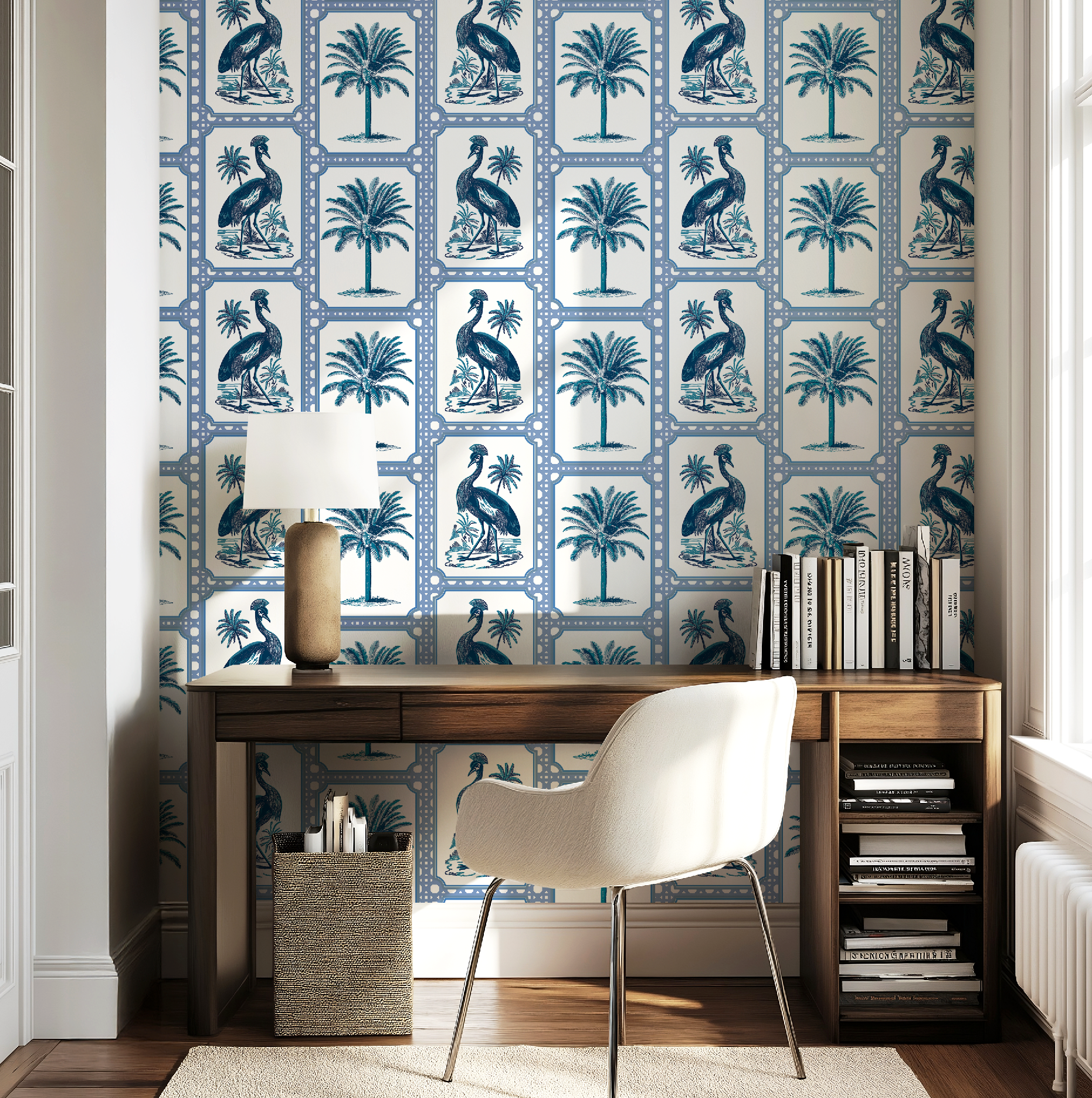 Tropical Oasis Grandmillennial Botanical Wallpaper