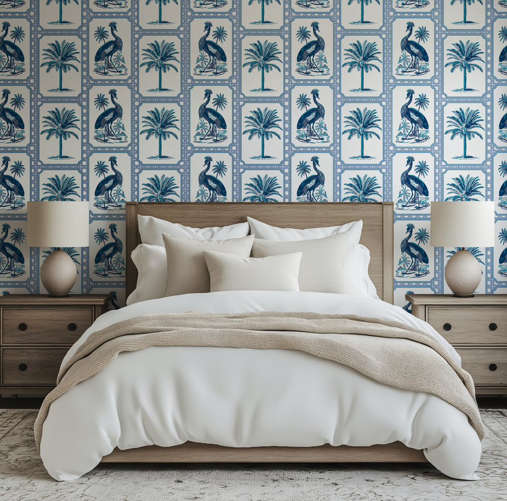 Tropical Oasis Grandmillennial Botanical Wallpaper