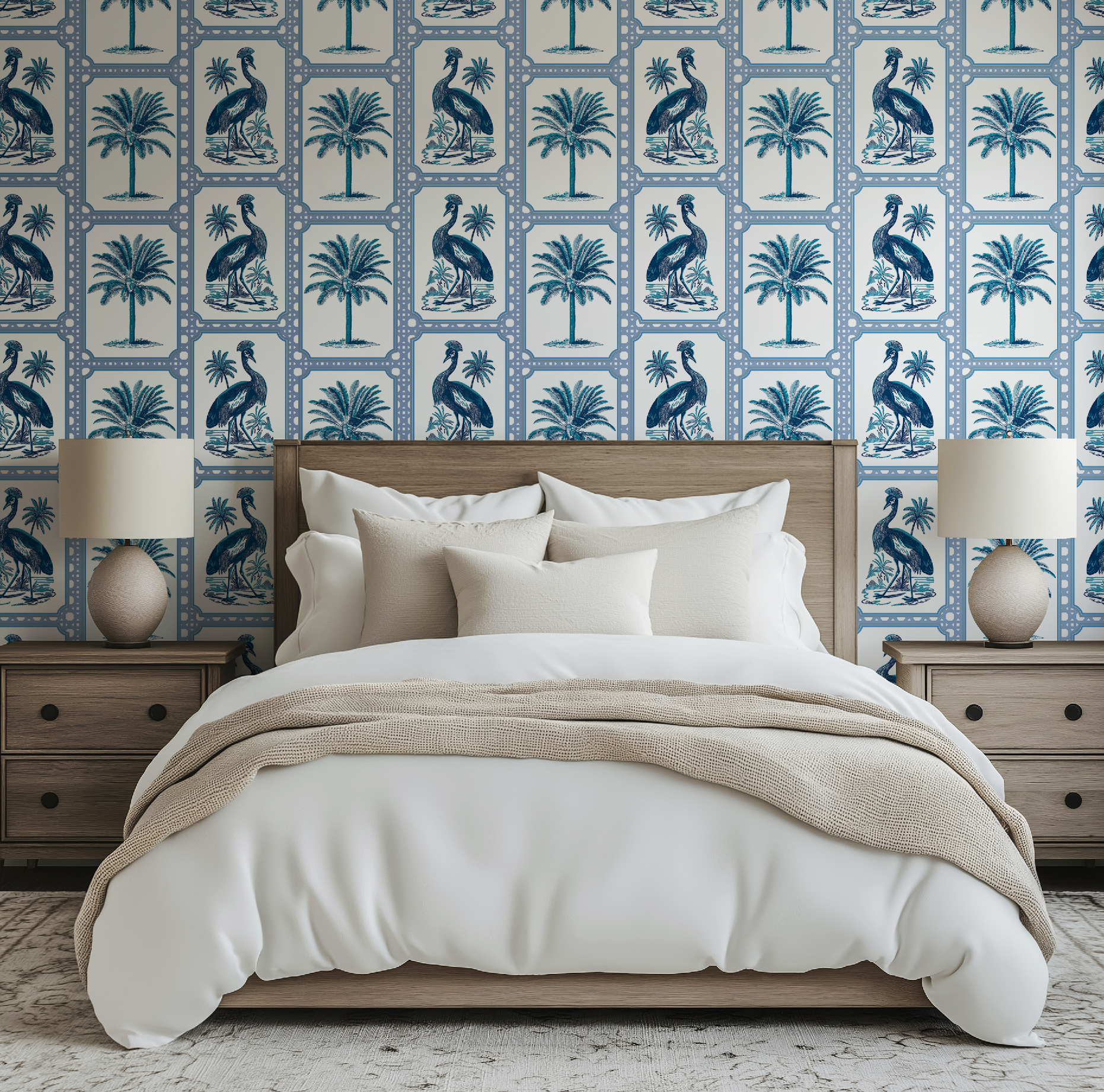 Tropical Oasis Grandmillennial Botanical Wallpaper