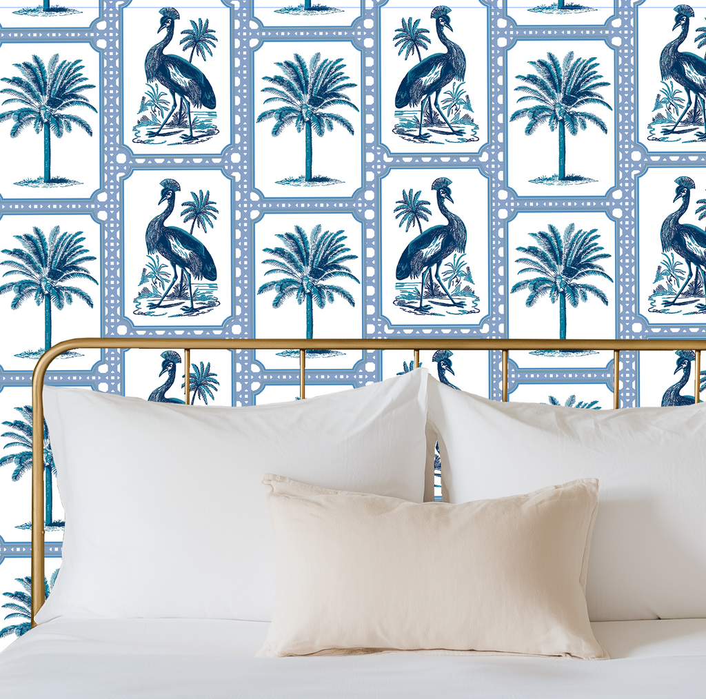 Tropical Oasis Grandmillennial Botanical Wallpaper