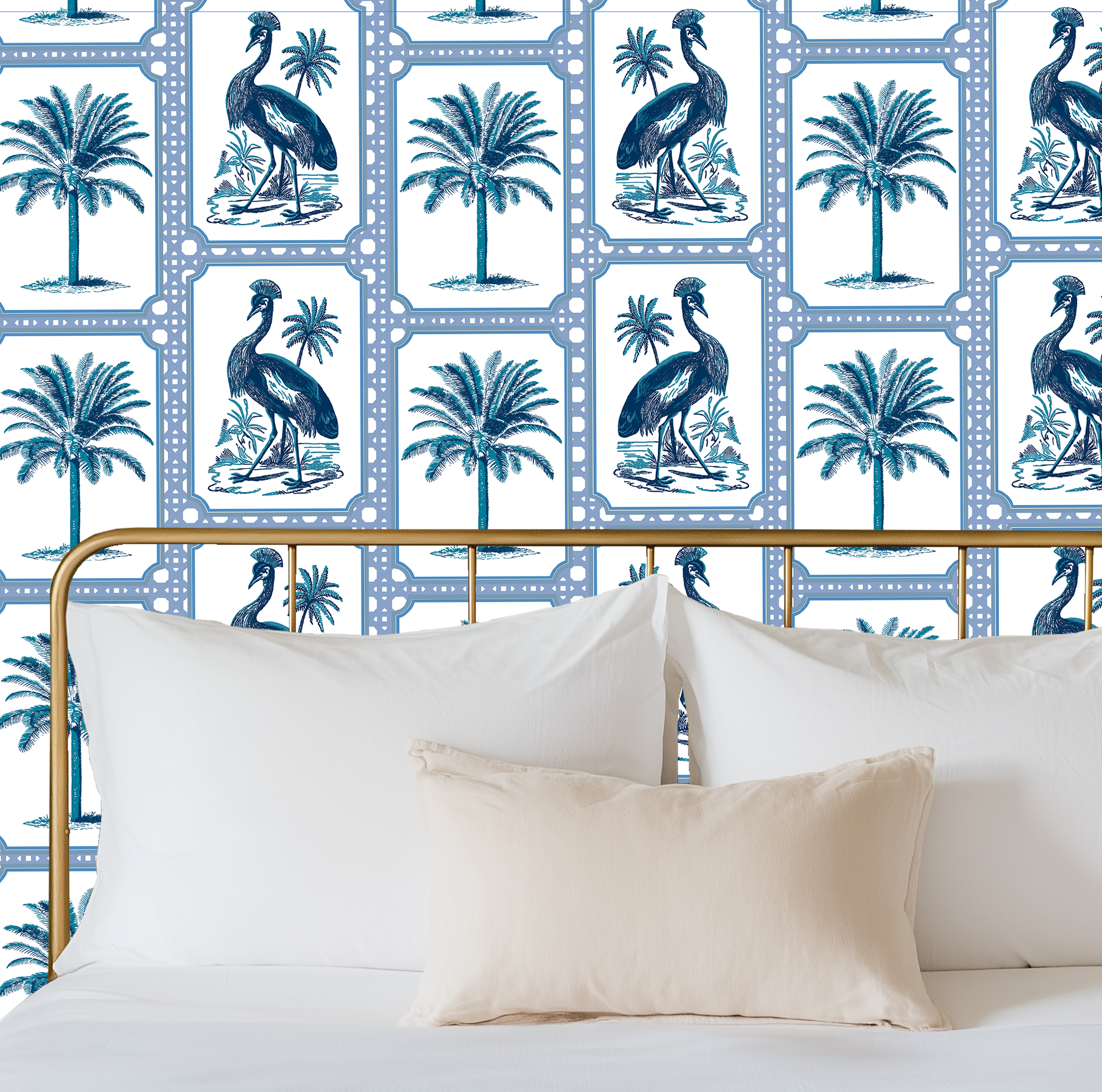 Tropical Oasis Grandmillennial Botanical Wallpaper