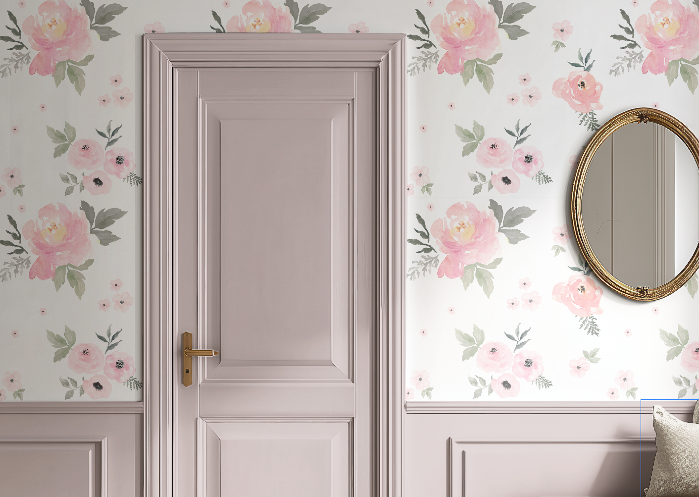 Sweet Blush Roses Watercolor Floral Wallpaper