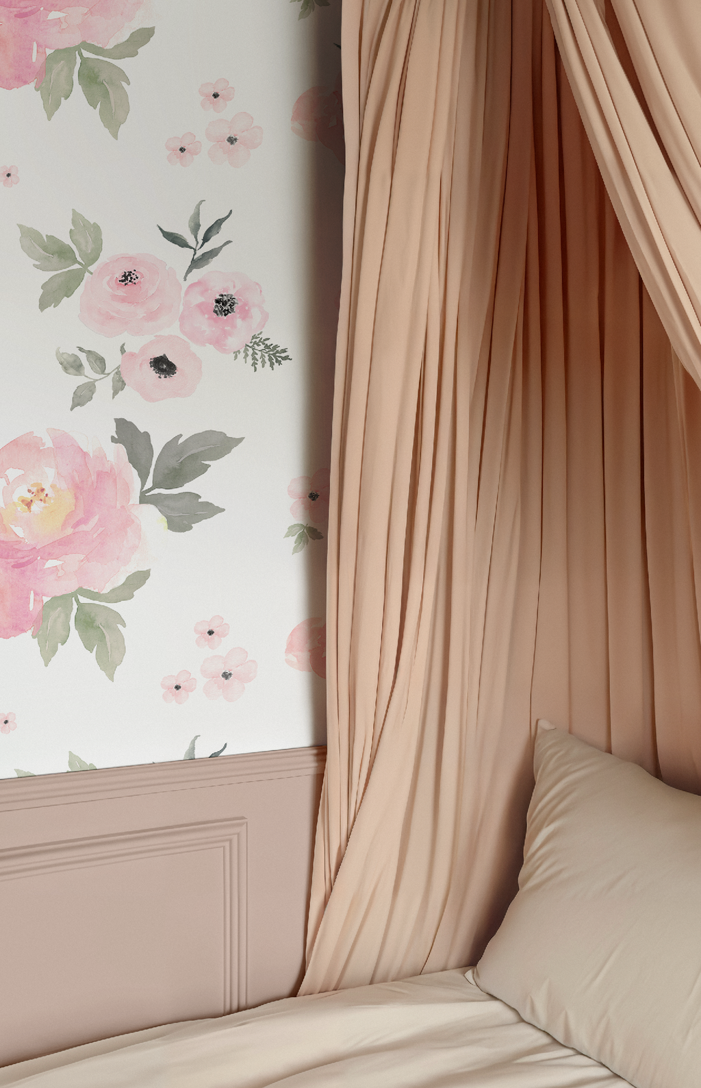 Sweet Blush Roses Watercolor Floral Wallpaper