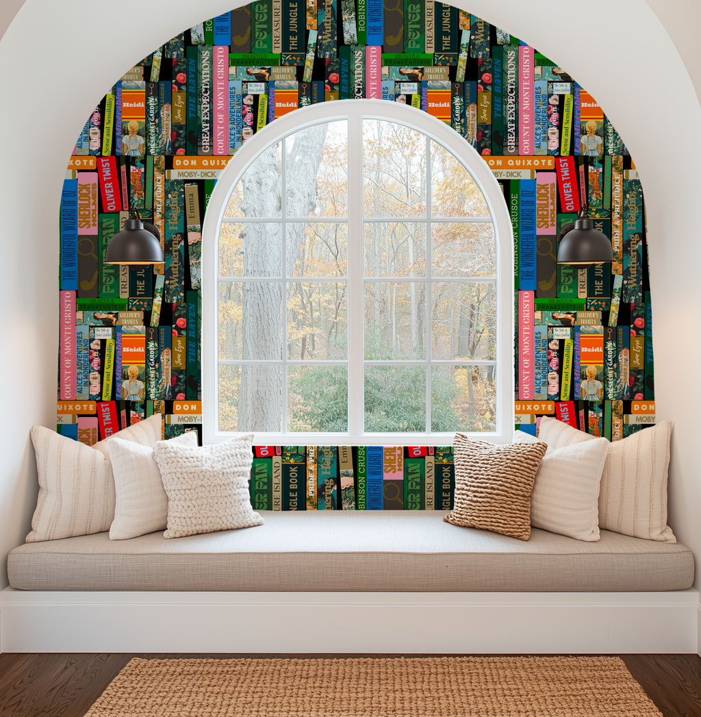 Whimsical Library Books Stack Wallpaper