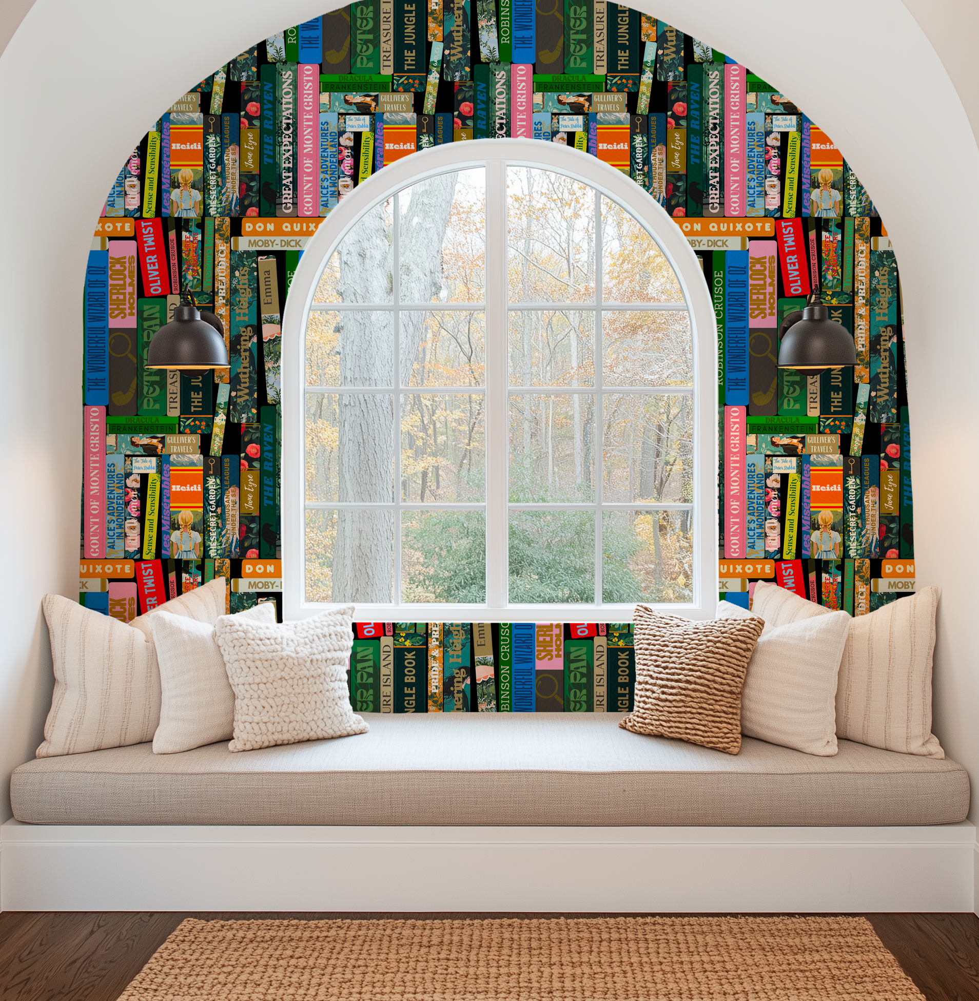 Whimsical Library Books Stack Wallpaper