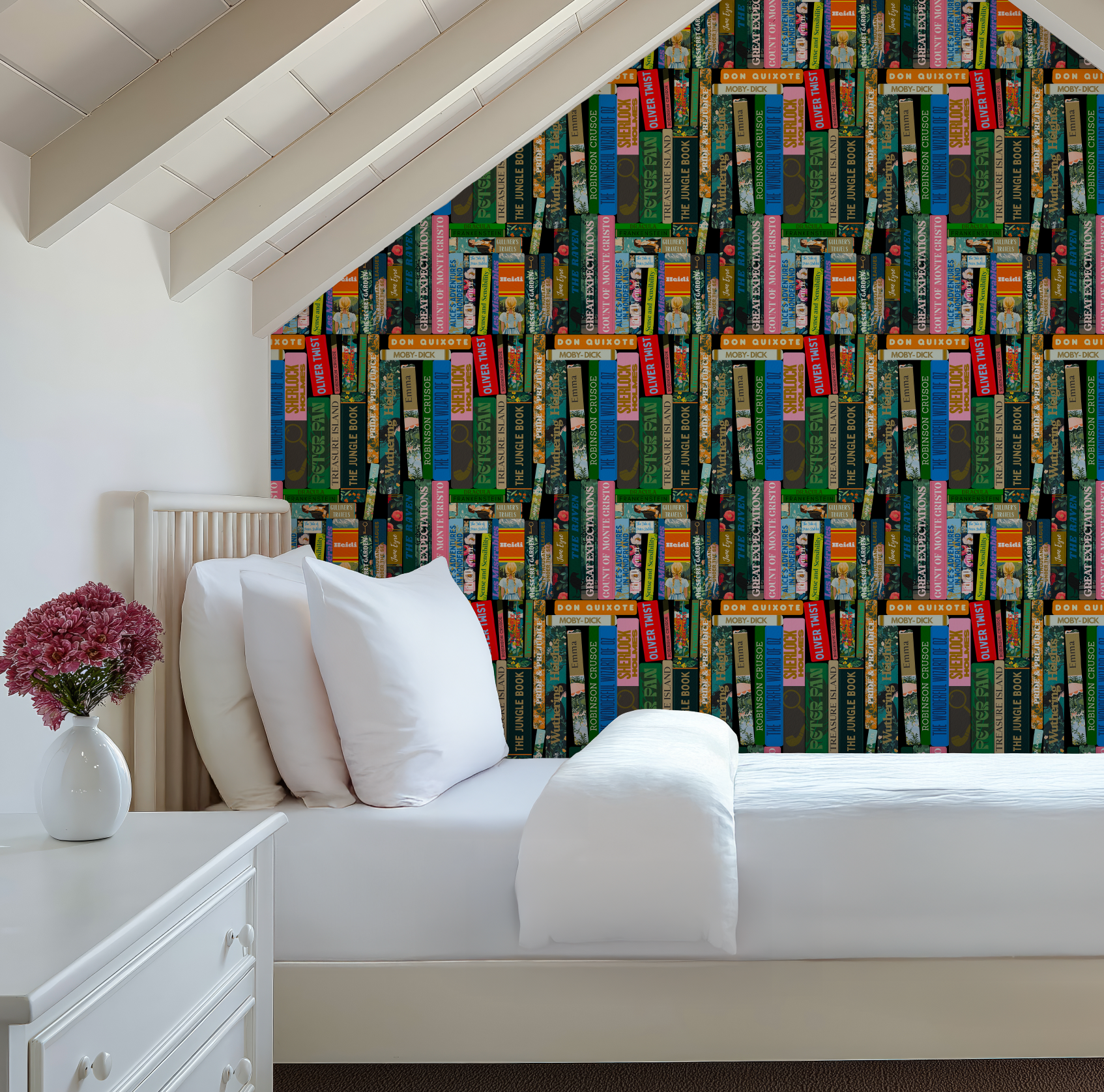 Whimsical Library Books Stack Wallpaper