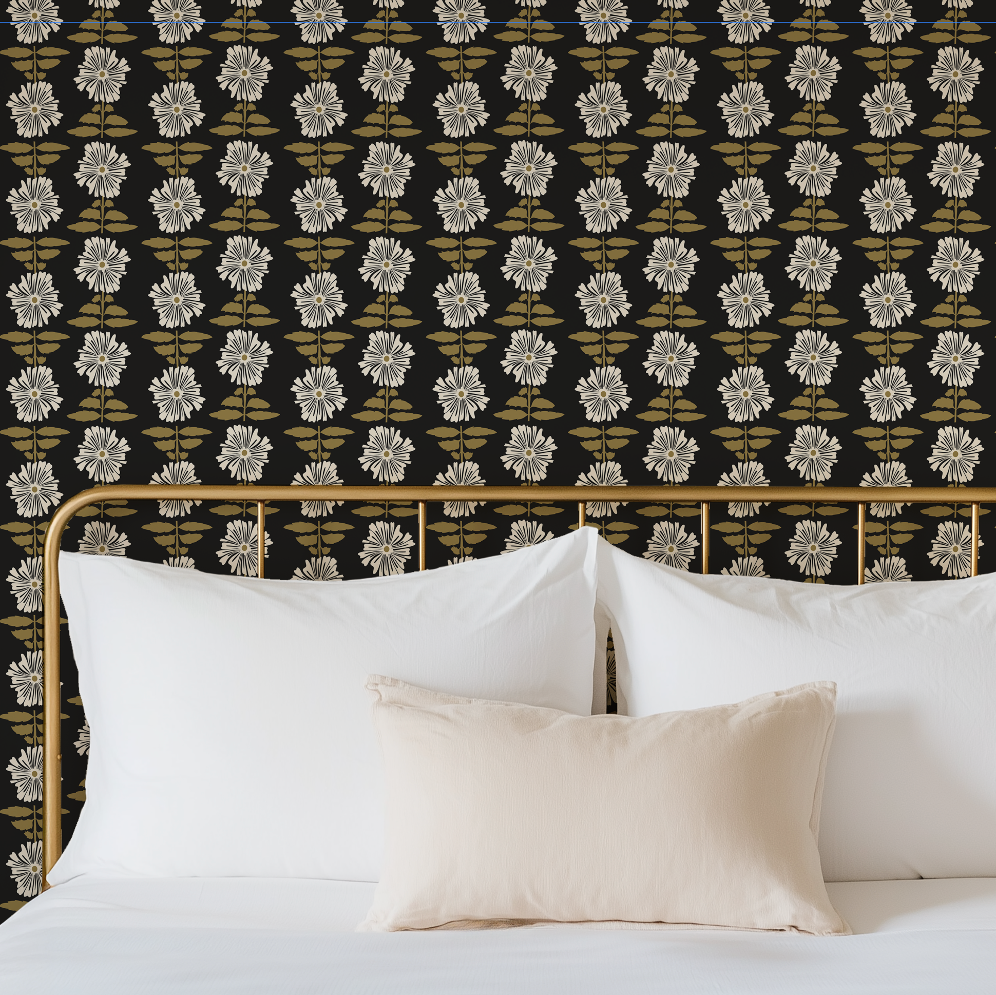 Vibrant Retro Floral Wallpaper - Charcoal Background