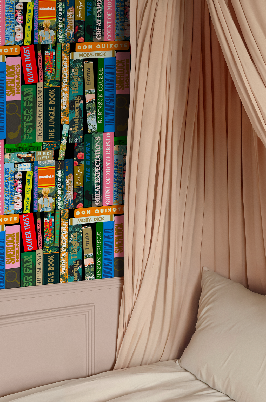 Whimsical Library Books Stack Wallpaper