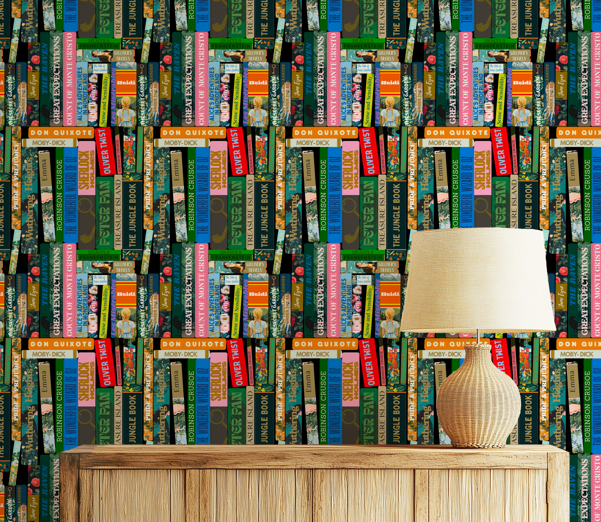 Whimsical Library Books Stack Wallpaper