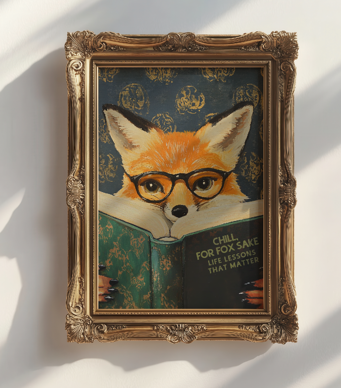 Funny Fox Reading Book Art Print – Literary Animal Wall Decor, Motivational Quote, Book Lover Gift, Cozy Reading Nook Art
