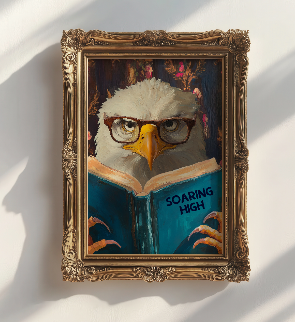 Humorous Eagle Reading Book Art Print