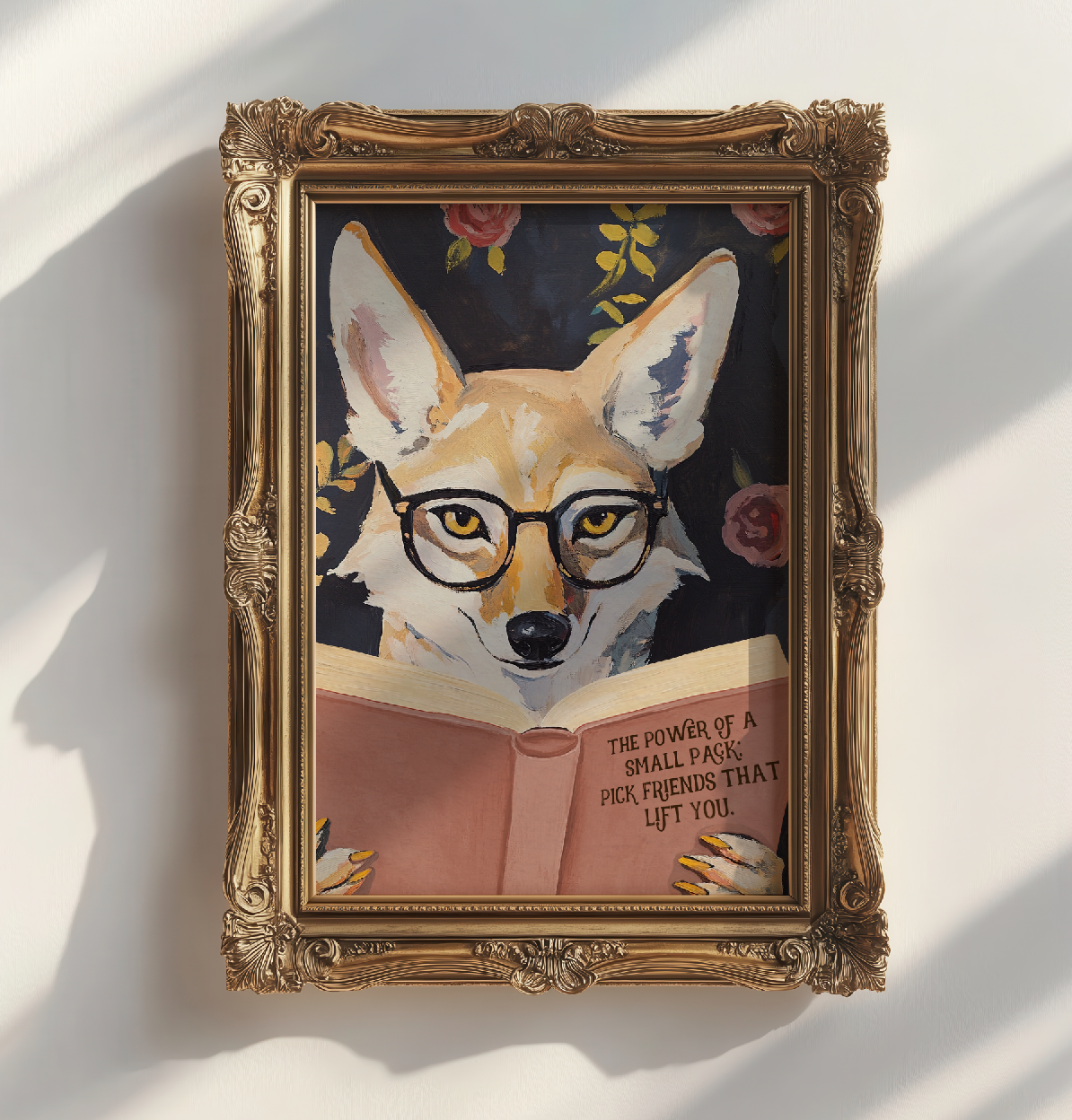 Coyote Reading Book Art Print – Literary Animal Wall Decor, Motivational Quote, Book Lover Gift, Cozy Reading Nook Art