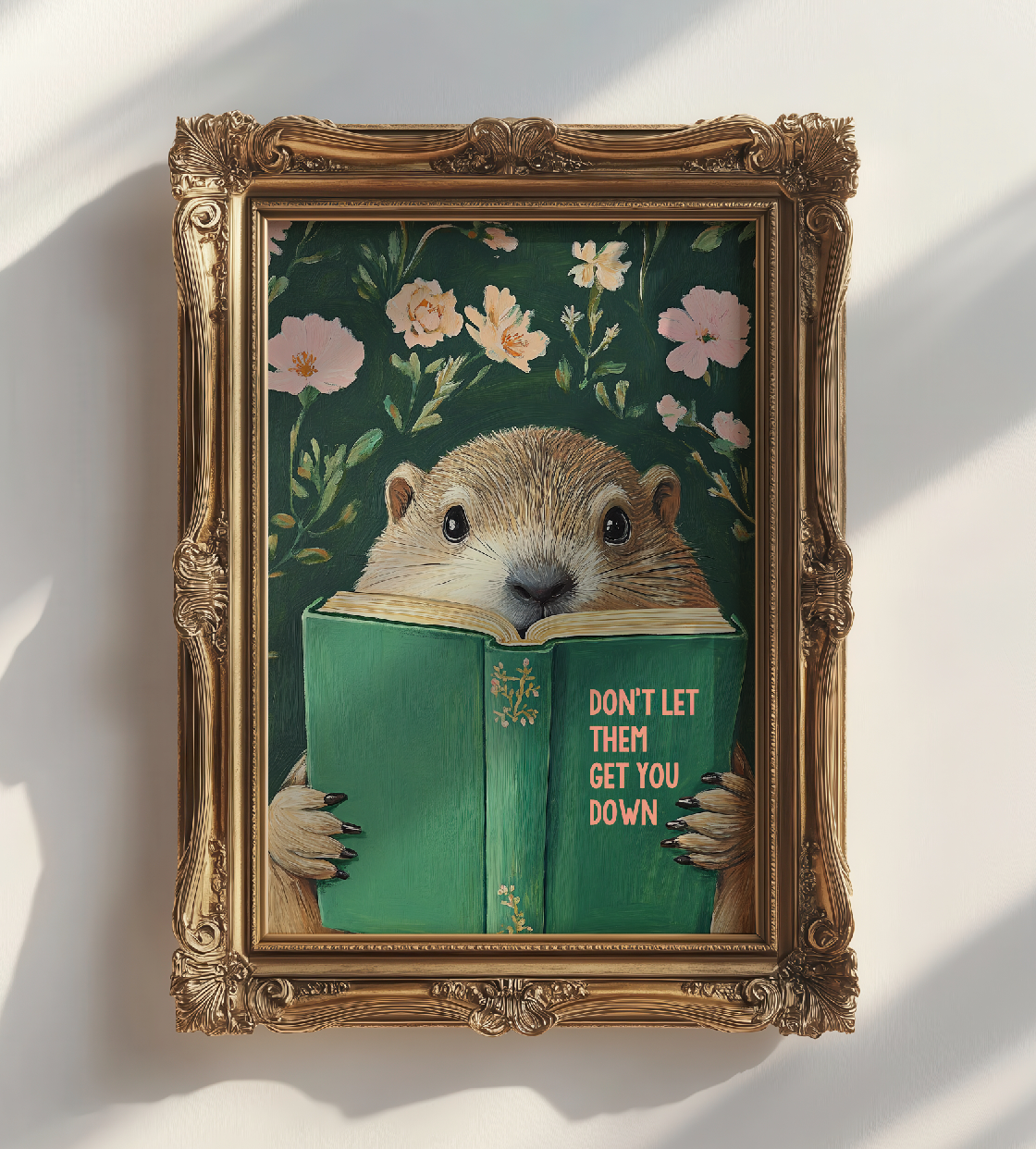 Whimsical Groundhog Reading Book Art Print - Literary Animal Wall Decor for Cozy Reading Nook RebelMod
