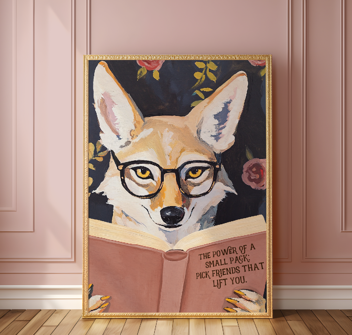 Coyote Reading Book Art Print – Literary Animal Wall Decor, Motivational Quote, Book Lover Gift, Cozy Reading Nook Art
