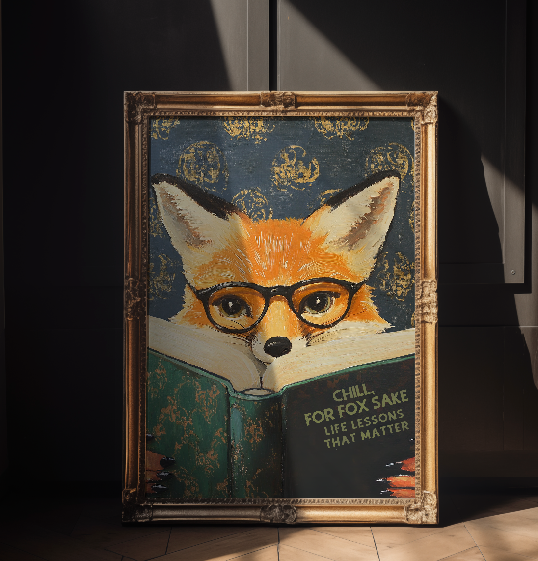 Funny Fox Reading Book Art Print – Literary Animal Wall Decor, Motivational Quote, Book Lover Gift, Cozy Reading Nook Art