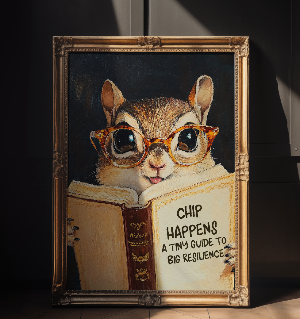 Whimsical Chipmunk Reading Book Art Print – Literary Animal Wall Decor, Cute Chipmunk Illustration, Book Lover Gift, Cozy Reading Nook Art