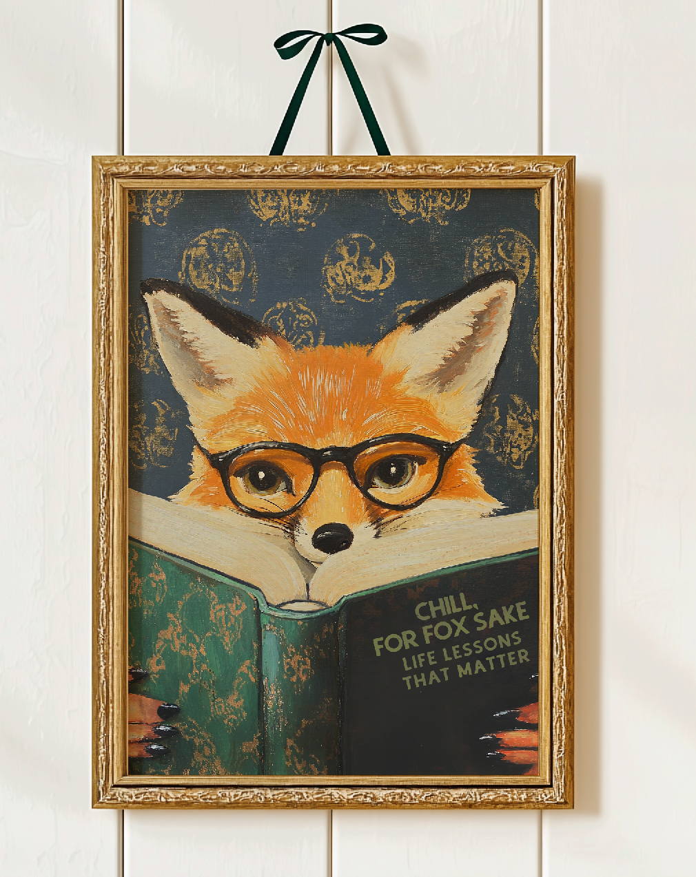 Funny Fox Reading Book Art Print – Literary Animal Wall Decor, Motivational Quote, Book Lover Gift, Cozy Reading Nook Art