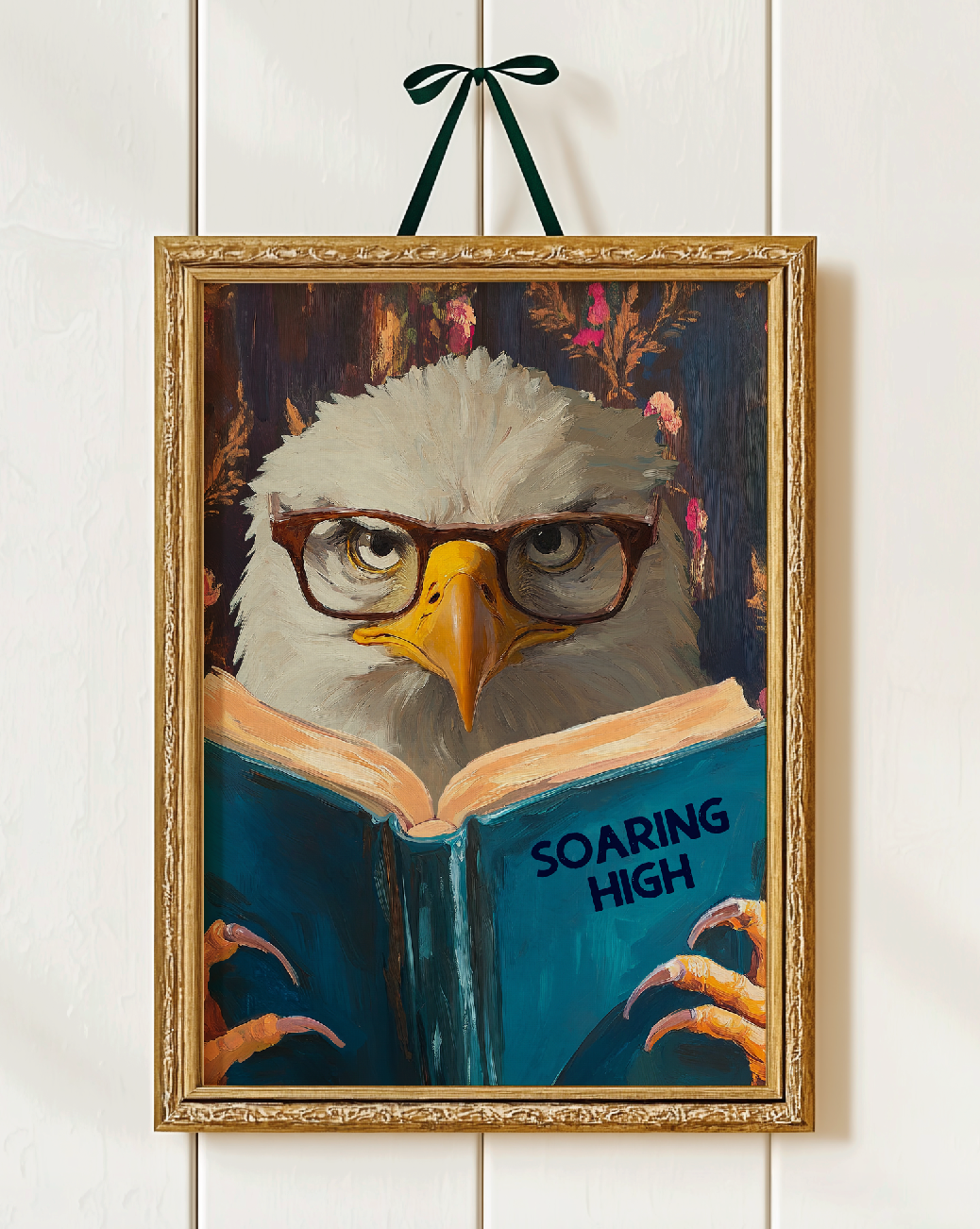 Humorous Eagle Reading Book Art Print