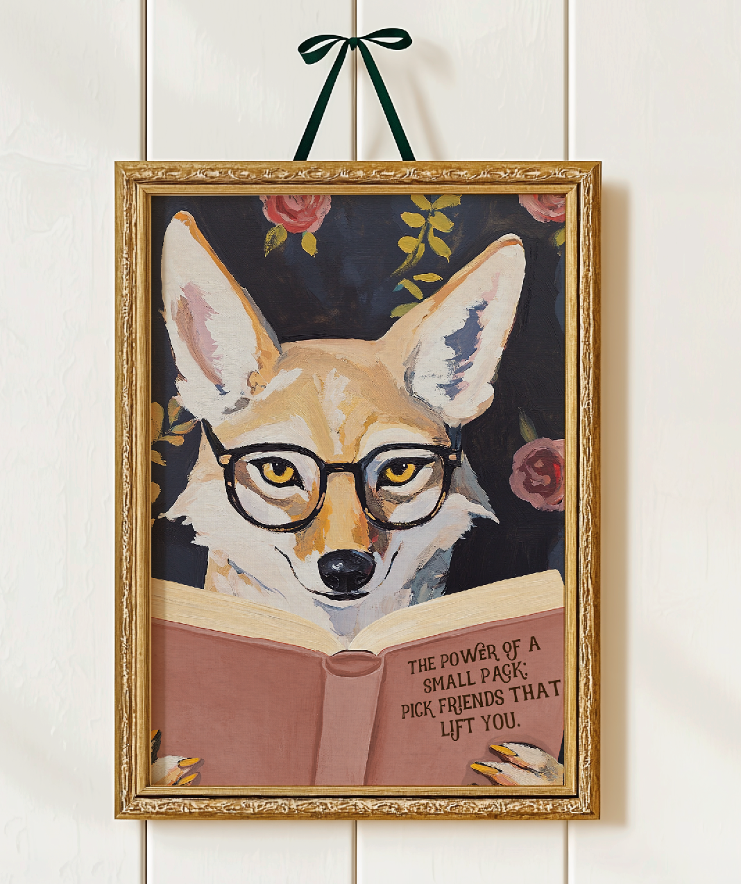 Coyote Reading Book Art Print – Literary Animal Wall Decor, Motivational Quote, Book Lover Gift, Cozy Reading Nook Art