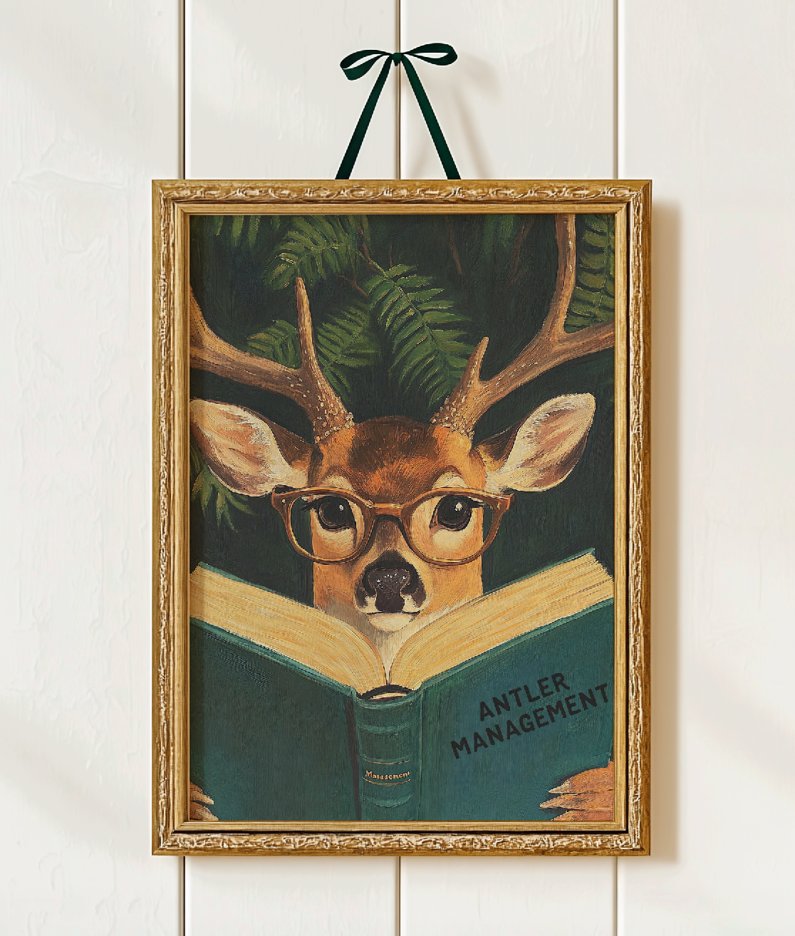 Deer Book Lovers Funny Wall Art Print – Motivational Animal Illustration, Literary Decor, Cute Deer Print, Cozy Reading Nook Art