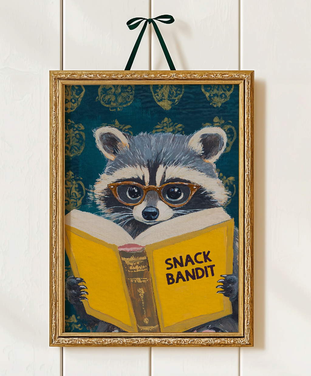 Raccoon Reading Book Art Print – Motivational Wall Decor, Literary Animal Illustration, Funny Raccoon Print, Cozy Reading Nook Art