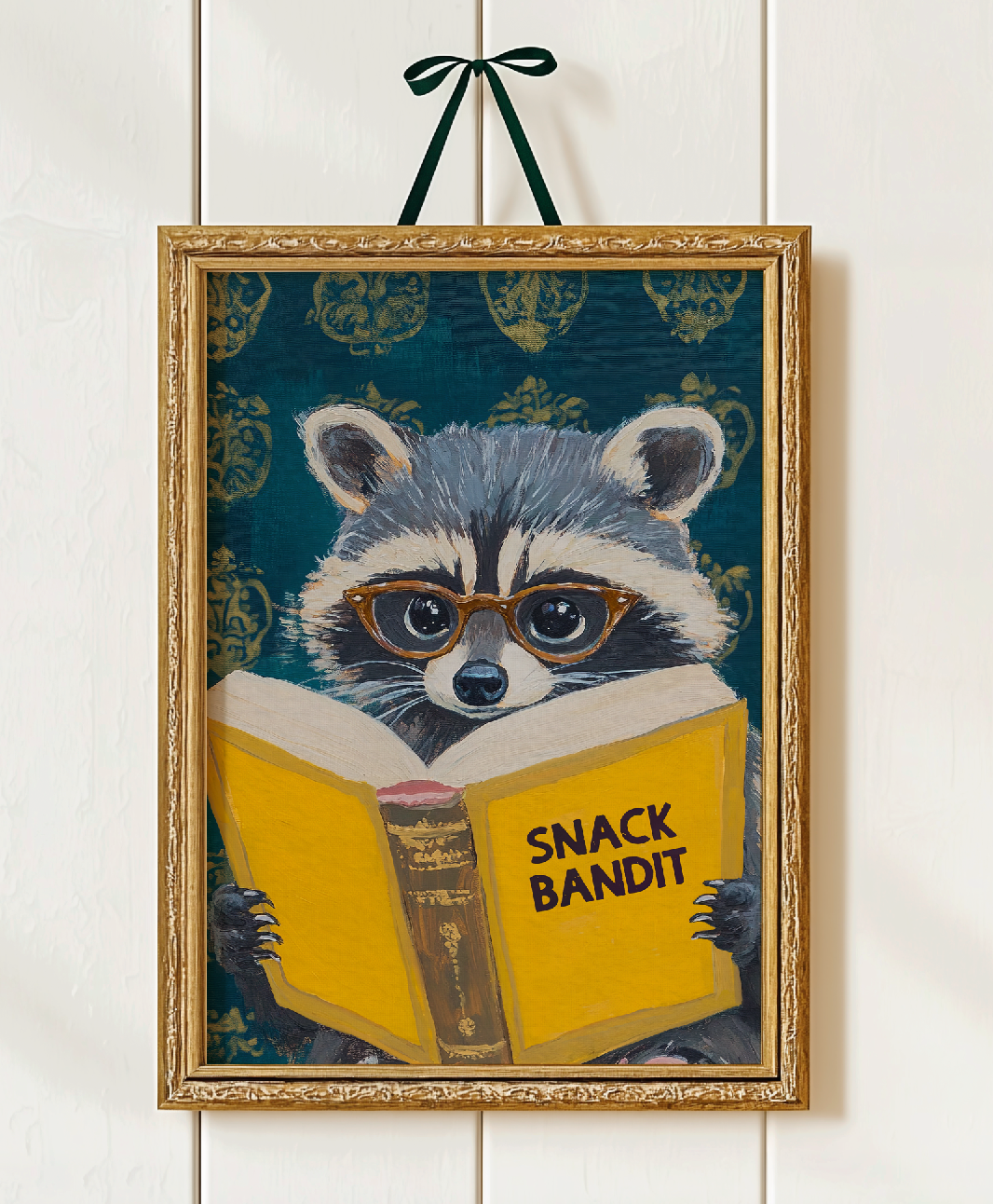 Raccoon Reading Book Art Print – Motivational Wall Decor, Literary Animal Illustration, Funny Raccoon Print, Cozy Reading Nook Art