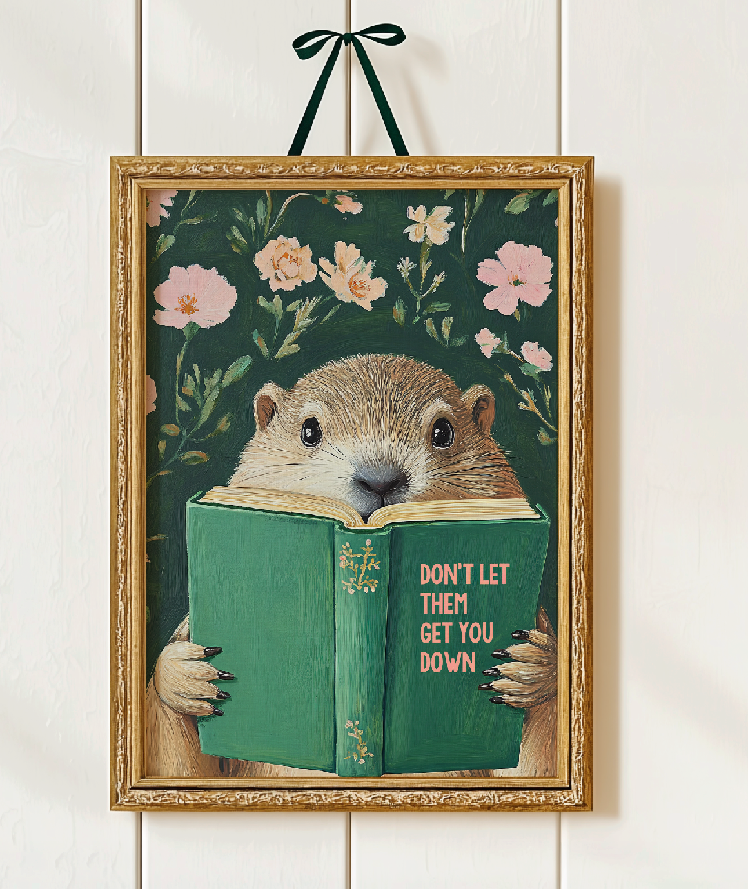 Whimsical Groundhog Reading Book Art Print - Literary Animal Wall Decor for Cozy Reading Nook RebelMod