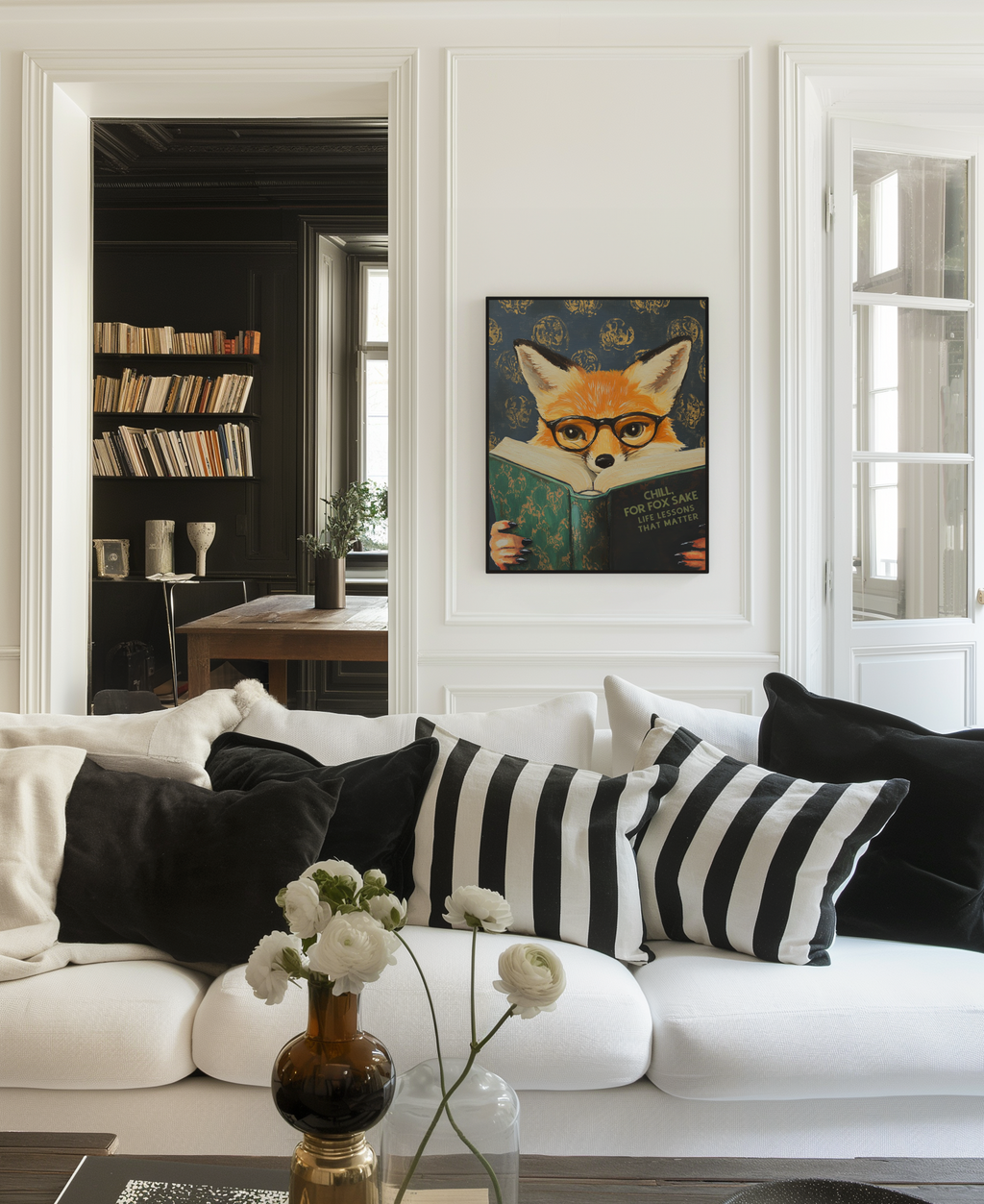Funny Fox Reading Book Art Print – Literary Animal Wall Decor, Motivational Quote, Book Lover Gift, Cozy Reading Nook Art
